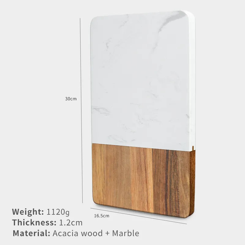 Couple's Minimalist Marble and Acacia Cutting Board